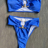 Conjunto Feminino de Biquíni com Top Faixa e Fivelas Douradas Orgânicas – Marion - VIEUX OFICIAL