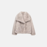Casaco Feminino de Pelúcia Sintética com Gola Larga – Fleece Longo - VIEUX OFICIAL