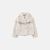 Casaco Feminino de Pelúcia Sintética com Gola Larga – Fleece Longo - VIEUX OFICIAL