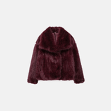 Casaco Feminino de Pelúcia Sintética com Gola Larga – Fleece Longo - VIEUX OFICIAL