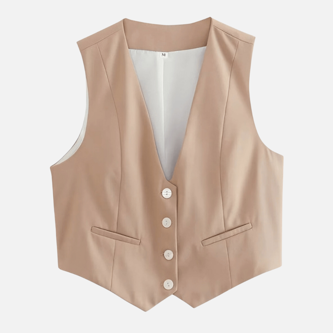 Colete Alfaiataria Feminino Branco com Botões Frontais e Decote V – Exécutif - VIEUX OFICIAL