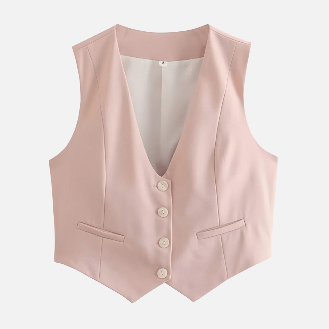 Colete Alfaiataria Feminino Branco com Botões Frontais e Decote V – Exécutif - VIEUX OFICIAL