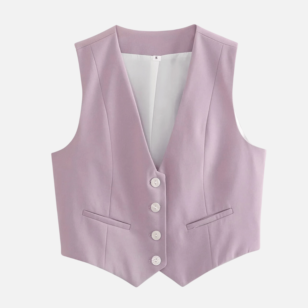 Colete Alfaiataria Feminino Branco com Botões Frontais e Decote V – Exécutif - VIEUX OFICIAL