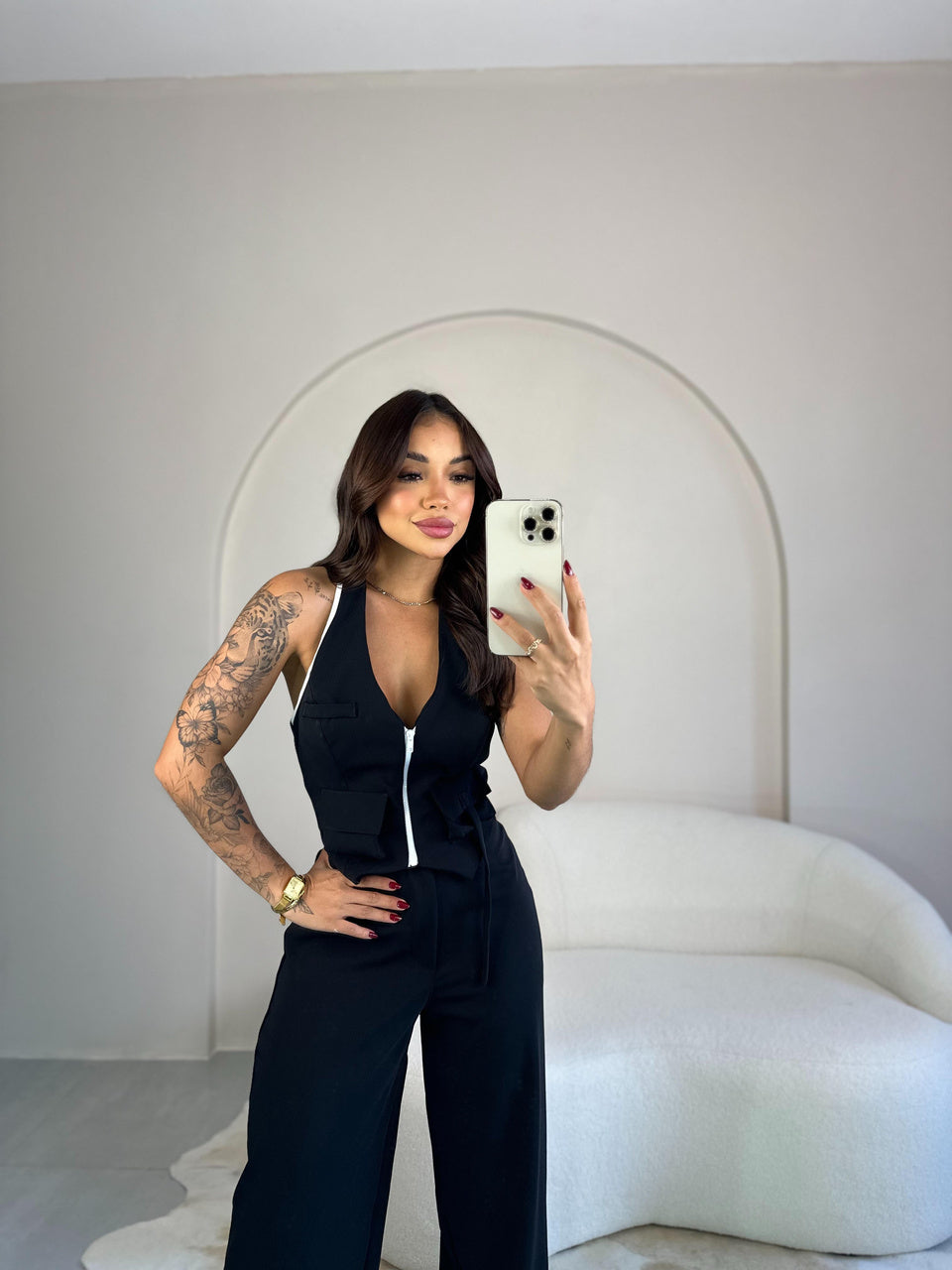 Conjunto Chêne Longo Preto VIEUX OFICIAL