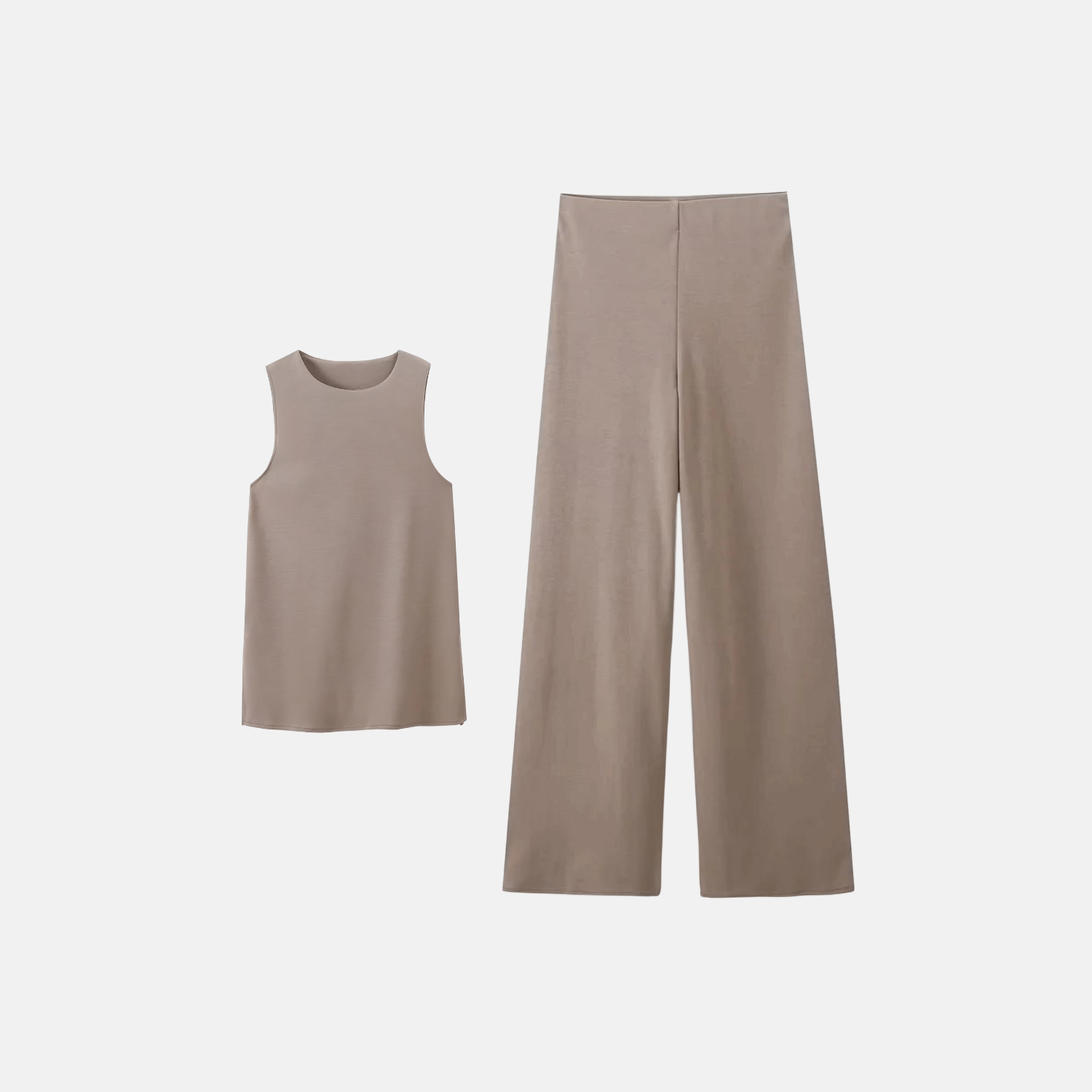 Conjunto Feminino Calça Pantalona e Blusa Regata Minimalista em Malha Premium – Gauthier - VIEUX OFICIAL