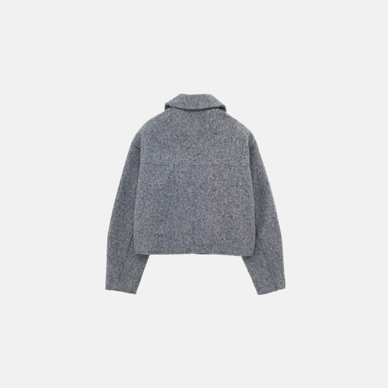 Jaqueta Cropped Feminina de Lã com Zíper Frontal e Bolsos Utilitários Cinza – Favier - VIEUX OFICIAL