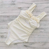 Maiô / Body Drapeado com Recorte e Aplicação de Rosas 3D – Abadie - VIEUX OFICIAL