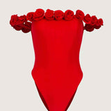 Maiô / Body Tomara que Caia com Aplicação de Rosas 3D – Smeralda - VIEUX OFICIAL