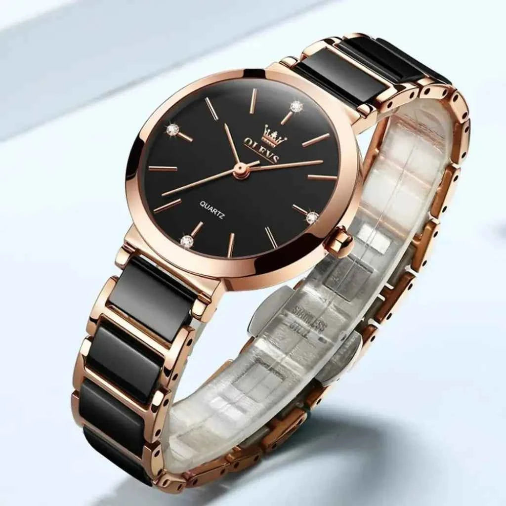 Relógio Élégance Preto Dourado VIEUX OFICIAL