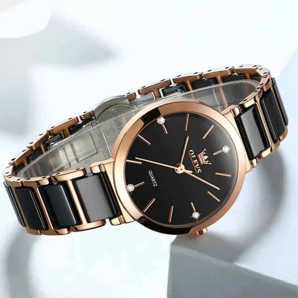 Relógio Élégance Preto Dourado VIEUX OFICIAL