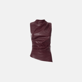 Top Assimétrico de Couro com Gola Alta – Lipstick - VIEUX OFICIAL