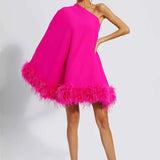 Vestido Curto One Shoulder com Plumas – Nuage - VIEUX OFICIAL