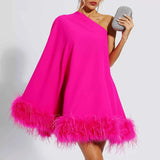 Vestido Curto One Shoulder com Plumas – Nuage - VIEUX OFICIAL