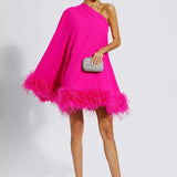 Vestido Curto One Shoulder com Plumas – Nuage - VIEUX OFICIAL