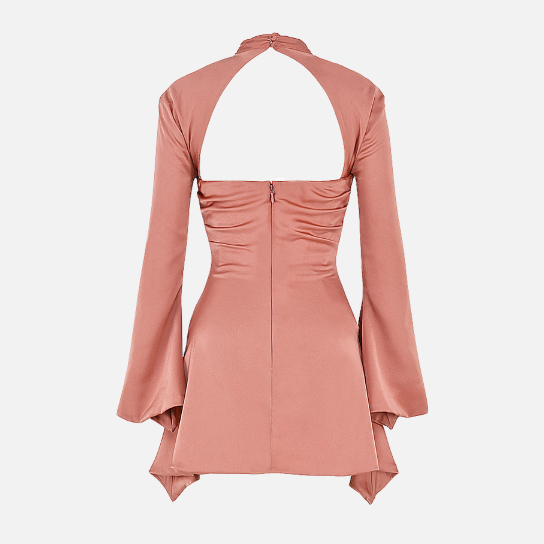 Vestido Curto Preto com Manga Longa e Recorte Frontal - Clivage Hiver VIEUX OFICIAL