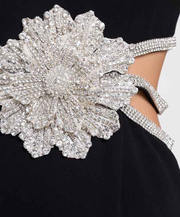 Vestido Curto Preto de Festa com Bordado Floral em Cristais e Recortes Laterais – Bouluds VIEUX OFICIAL