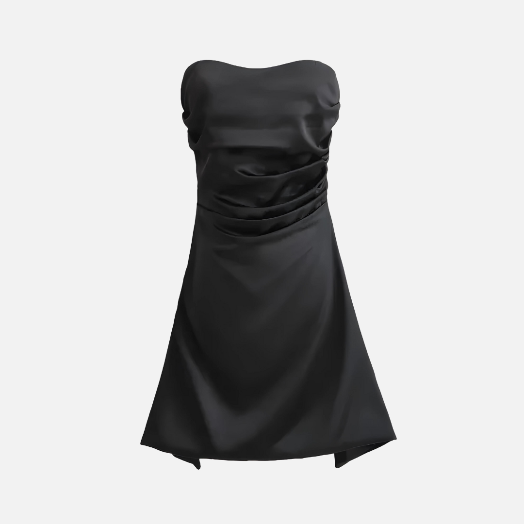 Vestido Curto Tomara que Caia em Cetim com Fenda - Clivage - VIEUX OFICIAL