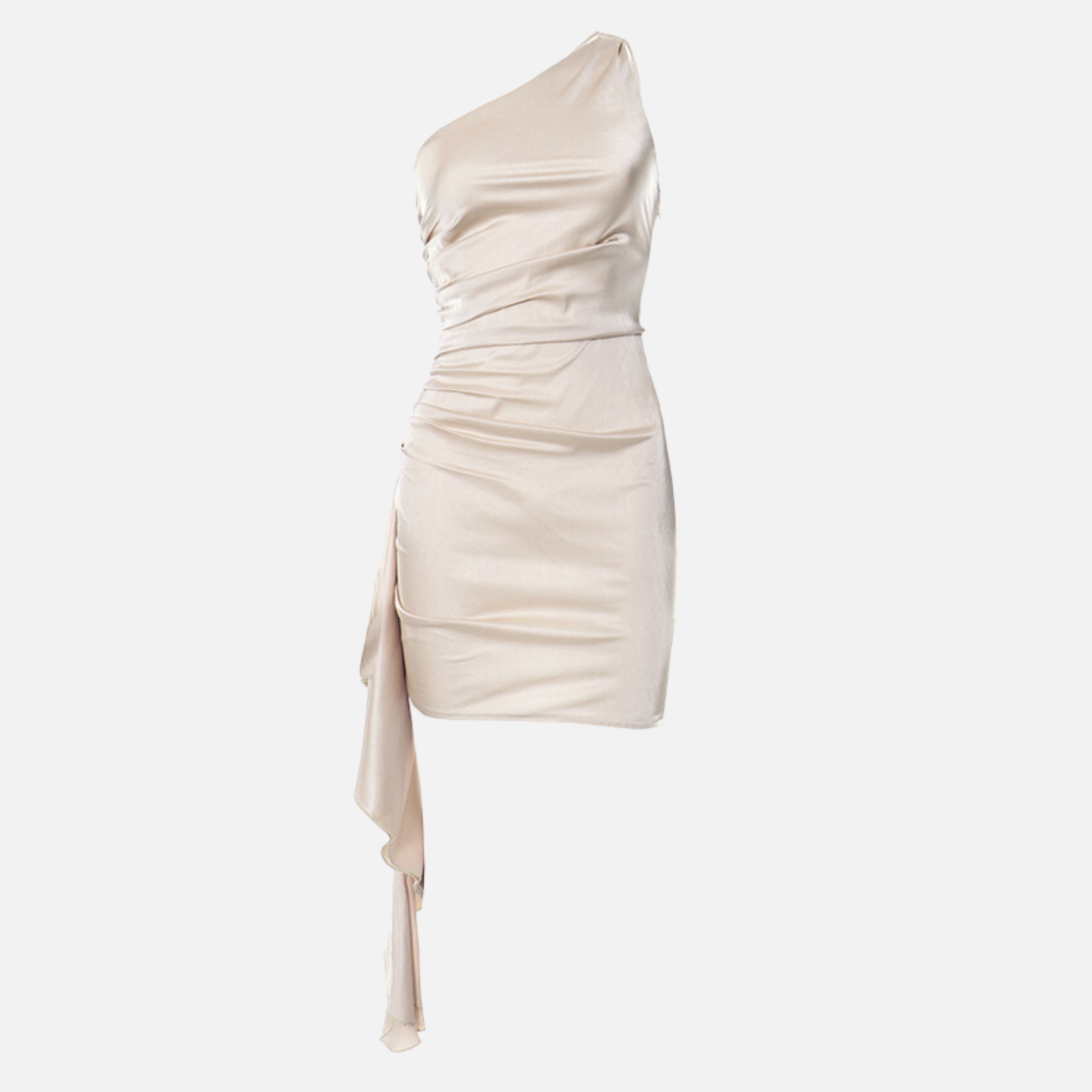 Vestido Curto de Festa Assimétrico com Drapeado e Cauda Lateral – Guimet - VIEUX OFICIAL