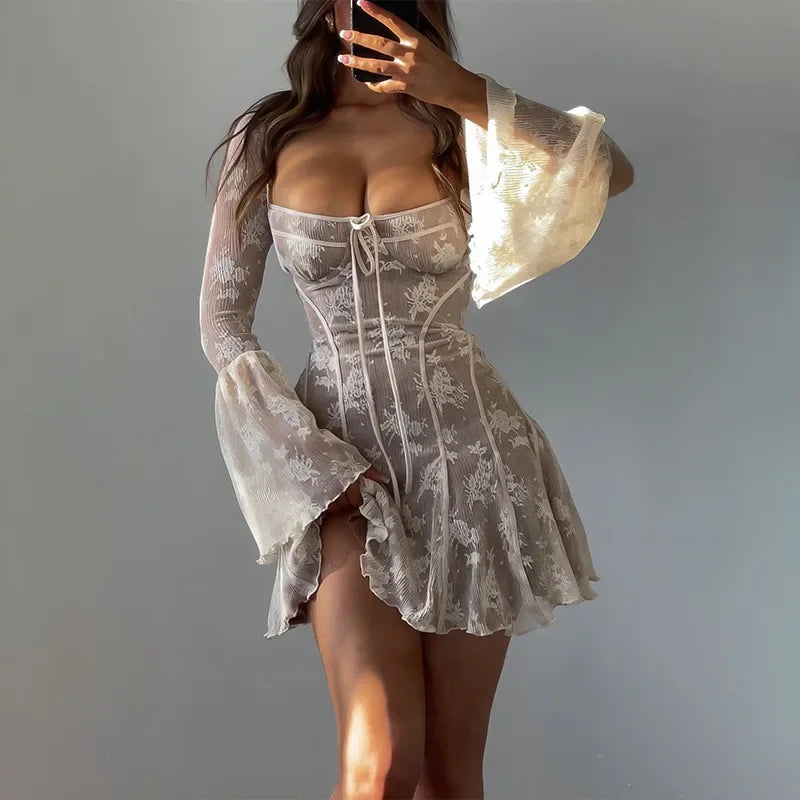 Vestido Lenon Curto Bege VIEUX OFICIAL