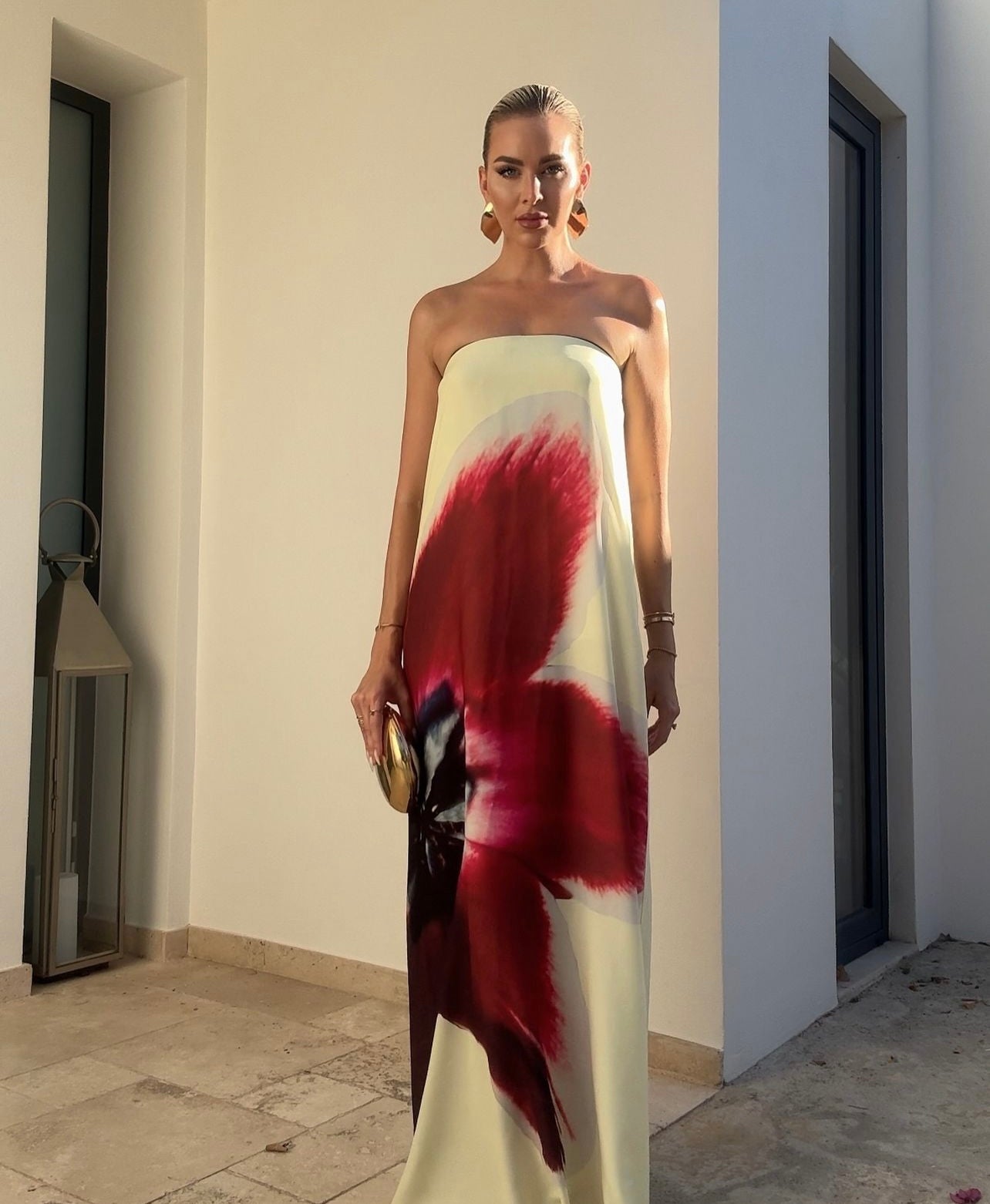 Vestido Longo Estampado Tomara que Caia em Seda com Caimento Fluido – Belleville - VIEUX OFICIAL