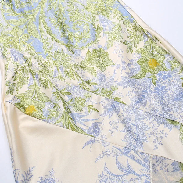 Vestido Longo Floral Tomara que Caia com Fenda Assimétrica e Babados – Fleurisse VIEUX OFICIAL