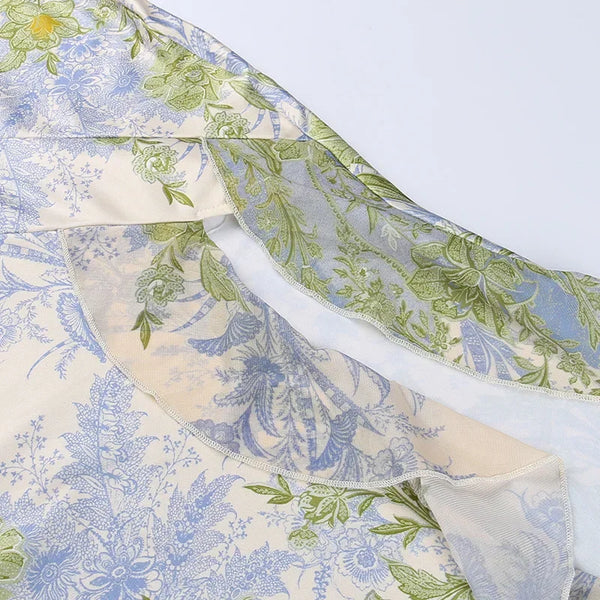 Vestido Longo Floral Tomara que Caia com Fenda Assimétrica e Babados – Fleurisse VIEUX OFICIAL