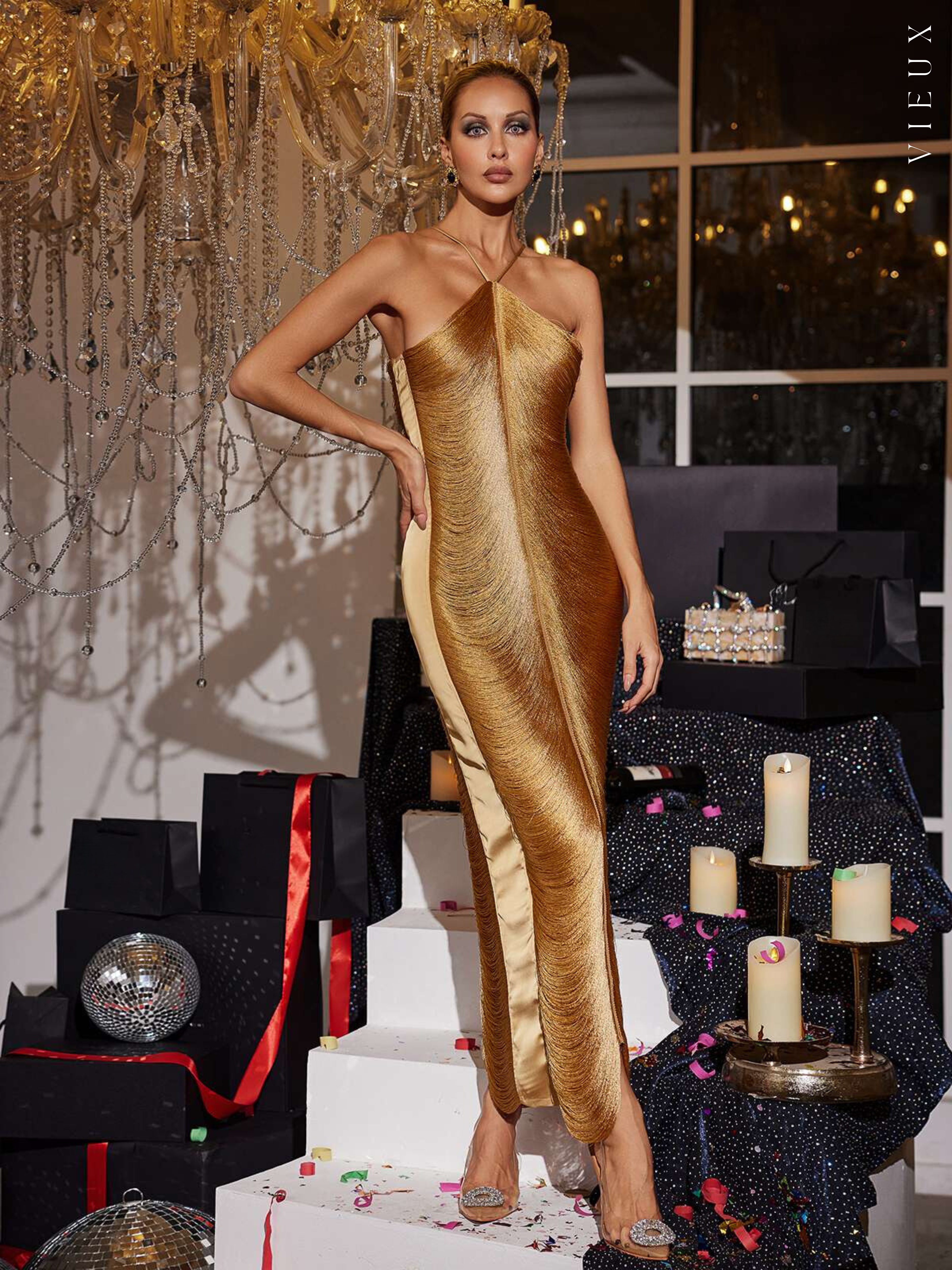 Vestido Perrot Longo Com Franjas
