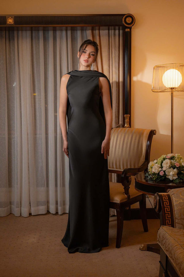 Vestido de Festa Longo Sereia com Costas Degagê Drapeadas – Ivoire VIEUX OFICIAL