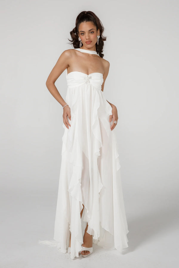 Vestido de Festa Longo com Mangas Bufantes e Saia em Camadas – Étoile VIEUX OFICIAL
