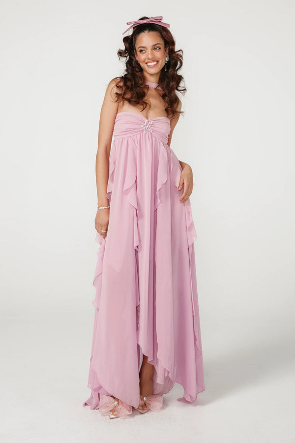 Vestido de Festa Longo com Mangas Bufantes e Saia em Camadas – Étoile VIEUX OFICIAL