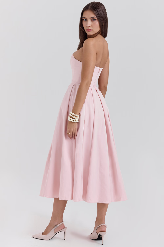 Vestido de Festa Midi Tomara que Caia com Corpete Estruturado e Saia Godê – Fiancée VIEUX OFICIAL