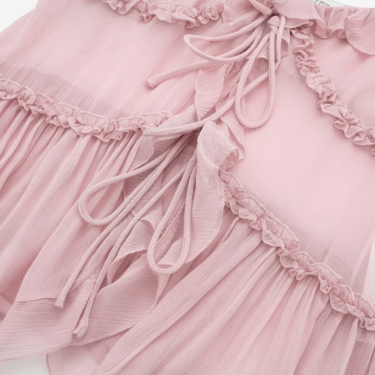 Blusa Preta em Chiffon Transparente com Alças Finas e Babados – Cécélia VIEUX OFICIAL
