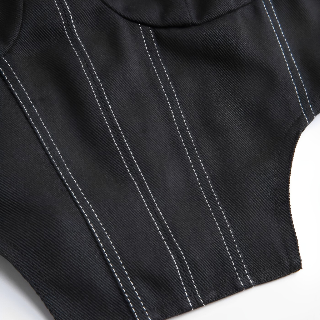 Top Cropped Preto Estruturado Estilo Corset – Emilie - VIEUX OFICIAL