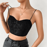 Top Cropped Preto de Tule com Lantejoulas Estilo Corset – Vaccares - VIEUX OFICIAL