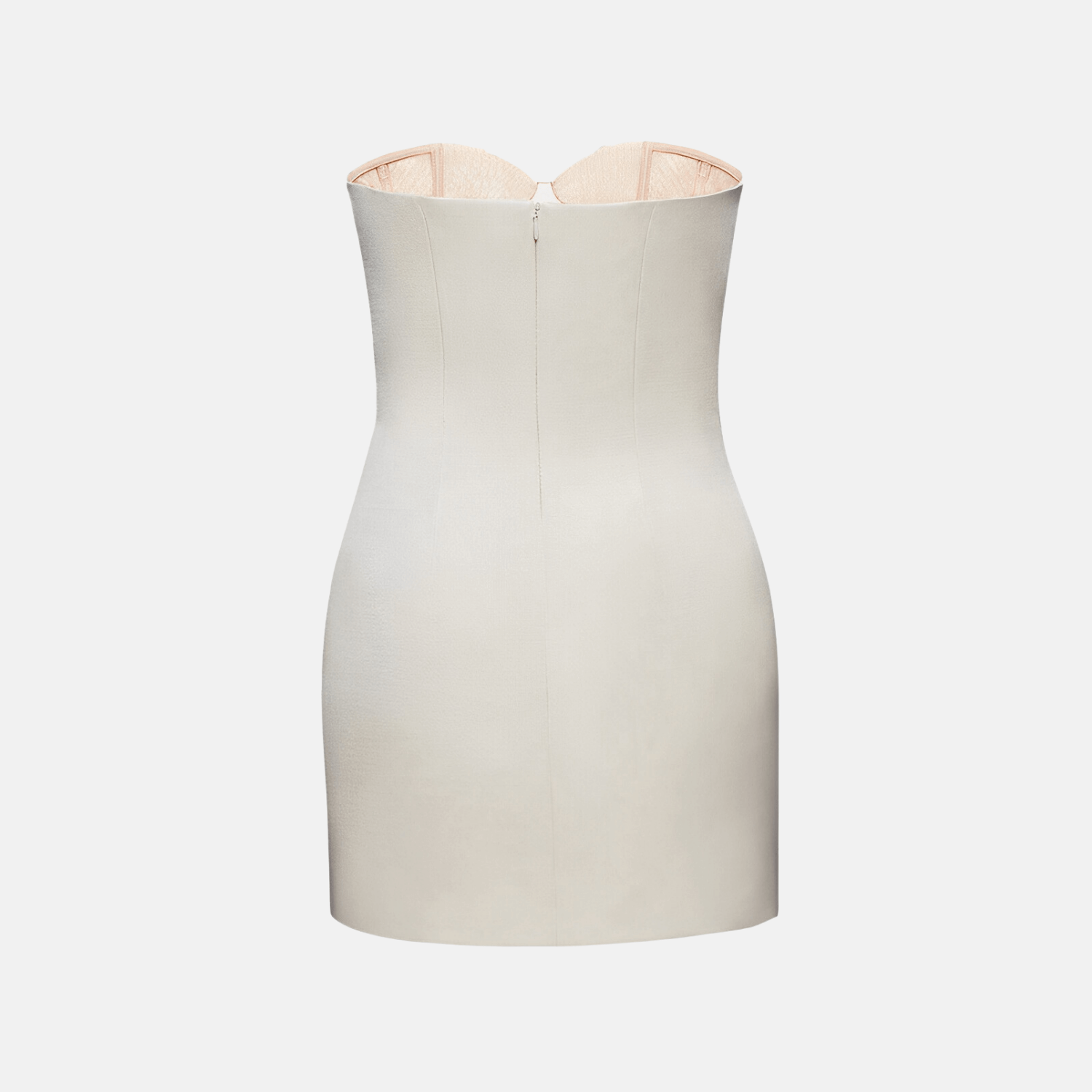 Vestido Curto Branco Estruturado com Flores 3D em Cetim – Rosabelle VIEUX OFICIAL