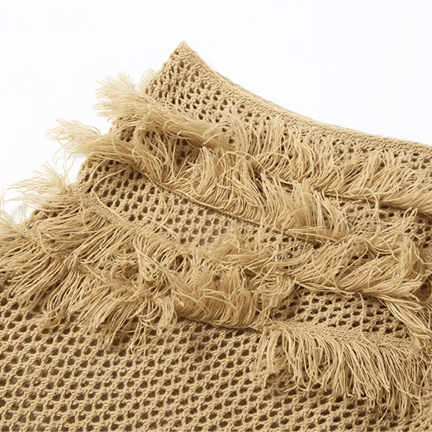 Vestido Curto de Tricot Artesanal com Franjas e Decote Assimétrico – Amalfi - VIEUX OFICIAL