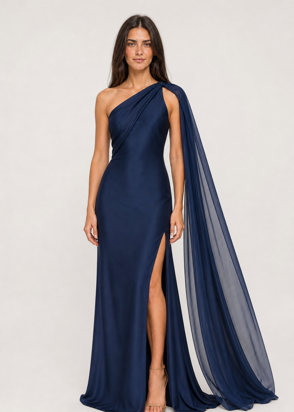 Vestido longo Azalaïs azul-marinho como inspiração para formatura