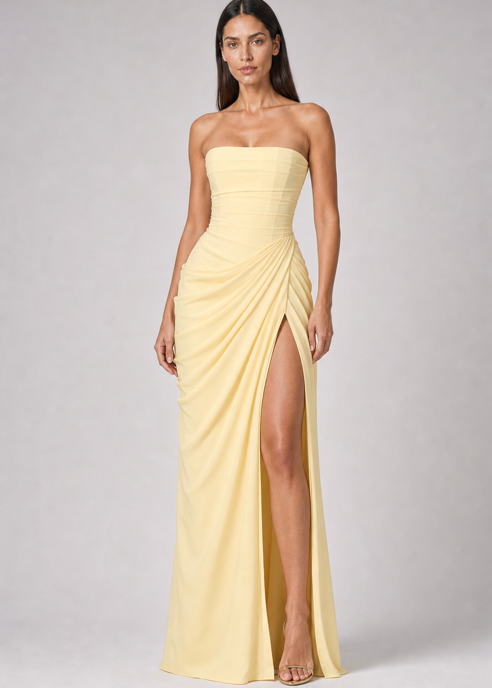Vestido longo amarelo Ysé para dress code de casamento