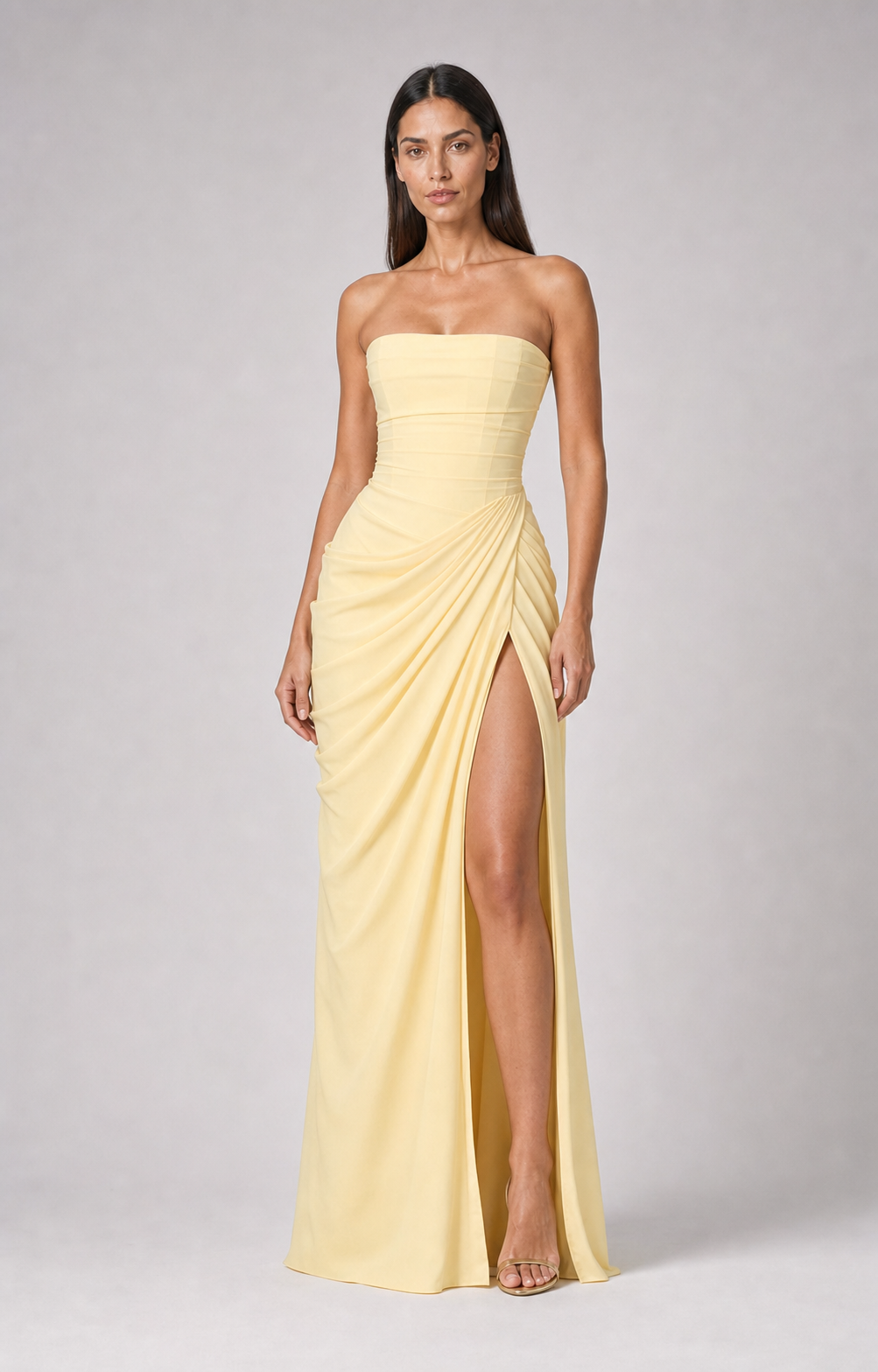 Vestido longo amarelo Ysé para dress code de casamento
