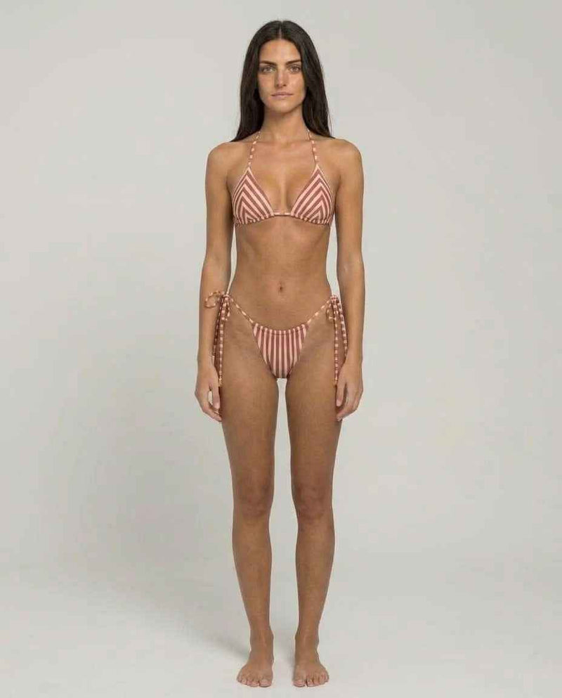 Biquíni Feminino Cortininha Listrado com Amarração Lateral – Domitille