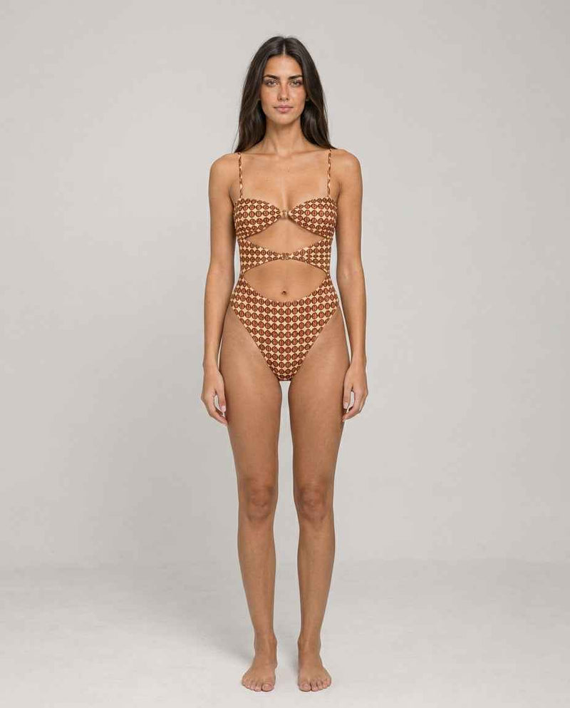 Body Feminino Estampado com Recortes e Detalhe Metálico – Hermine