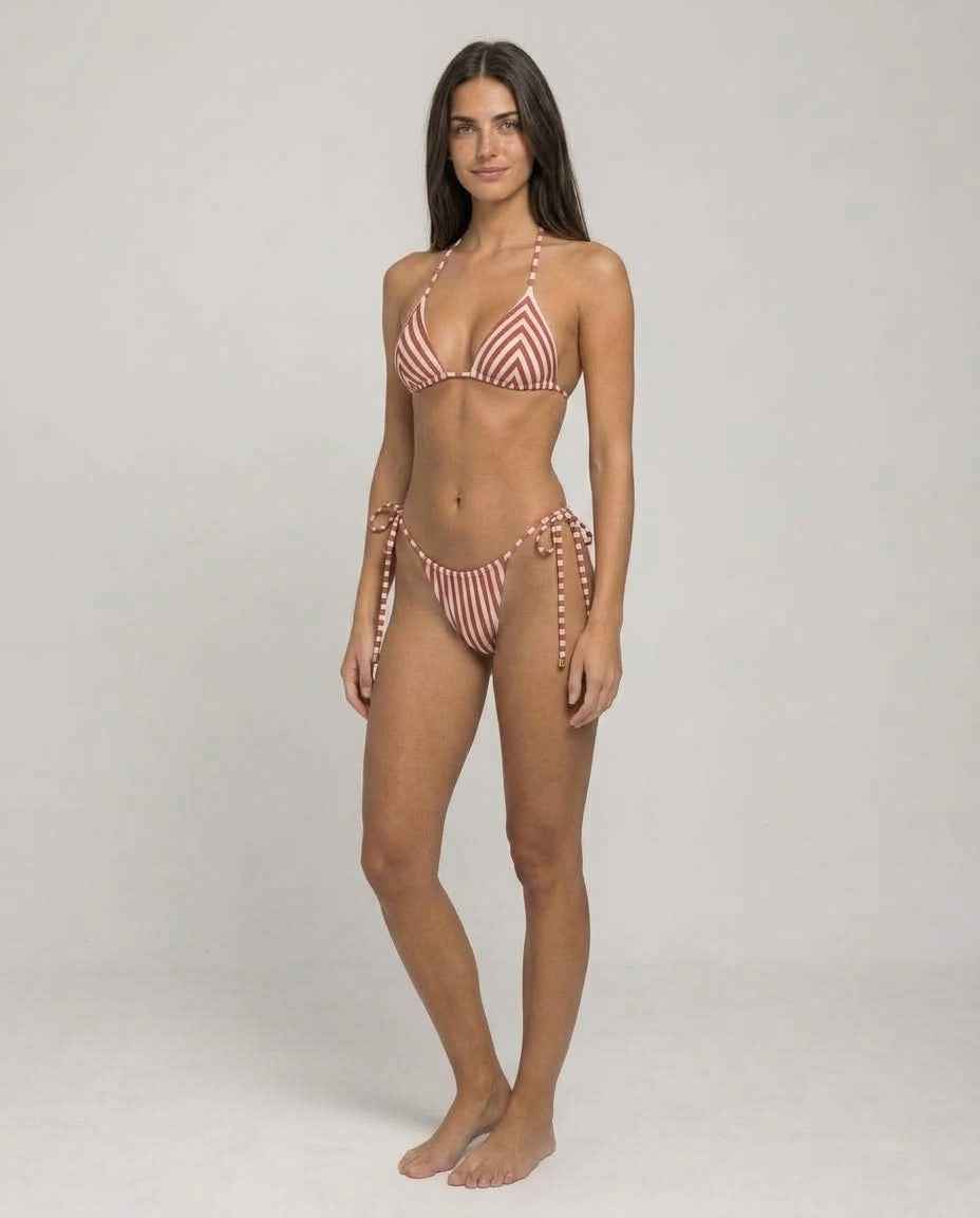 Biquíni Feminino Cortininha Listrado com Amarração Lateral – Domitille