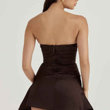 Vestido Curto Tomara que Caia em Cetim com Fenda - Clivage - VIEUX OFICIAL