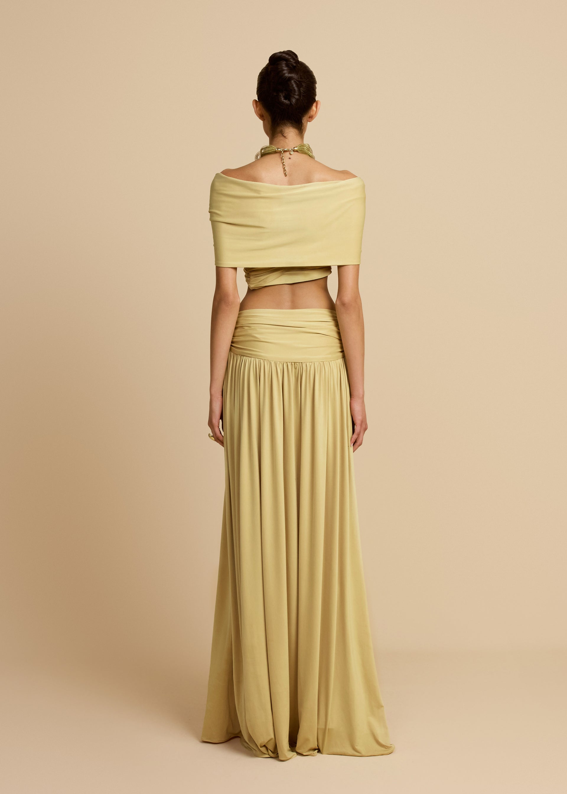 Conjunto Feminino de Top Cropped Multiformas e Saia Longa Fluida em Malha – Le Marais VIEUX OFICIAL