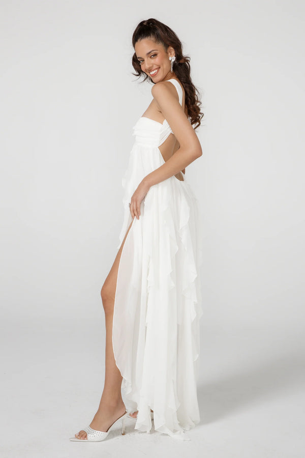 Vestido de Festa Longo com Mangas Bufantes e Saia em Camadas – Étoile VIEUX OFICIAL