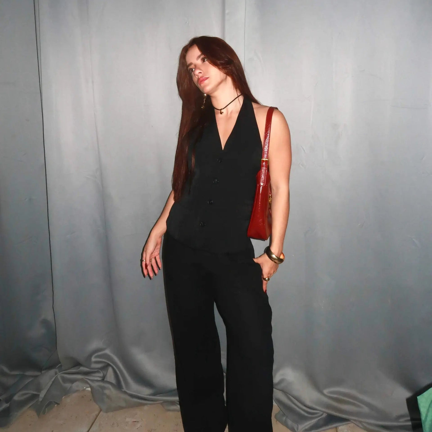 Conjunto Feminino Alfaiataria Colete Frente Única e Calça Pantalona – Sinfonia - VIEUX OFICIAL