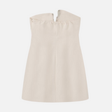 Vestido Curto Feminino Tomara que Caia Alfaiataria com Decote Jóia Strass – Fiorella
