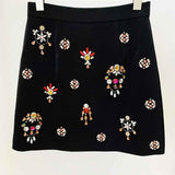 Conjunto Feminino Curto Preto com Pedrarias Bordadas e Manga Longa – Orné de Cristaux - VIEUX OFICIAL