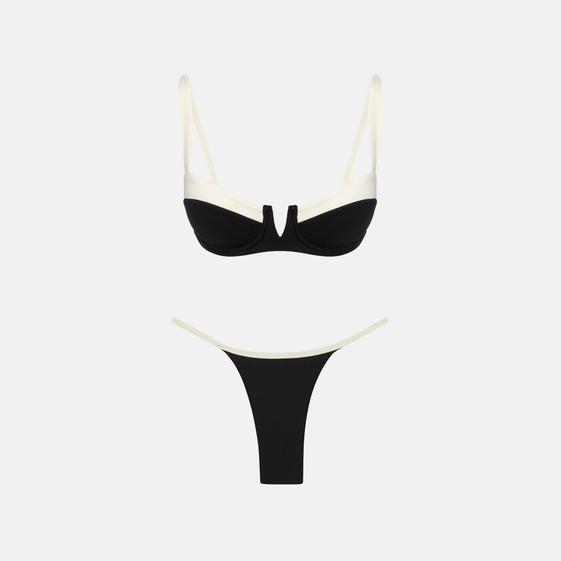 Biquíni bicolor preto e branco com aro Virginie VIEUX OFICIAL