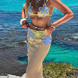 Biquíni de Crochê com Flores e Saia Longa – Tulum VIEUX OFICIAL